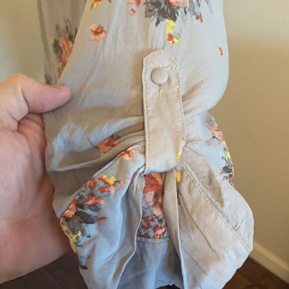 Torrid Blue Floral Design Semi Sheer High Low Top Boho Feminine - Picture 7 of 8